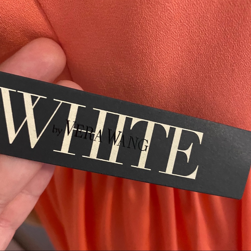 Vera Wang White Evening Gown Coral Maxi Dress size 10 New with Tags - Picture 14 of 16